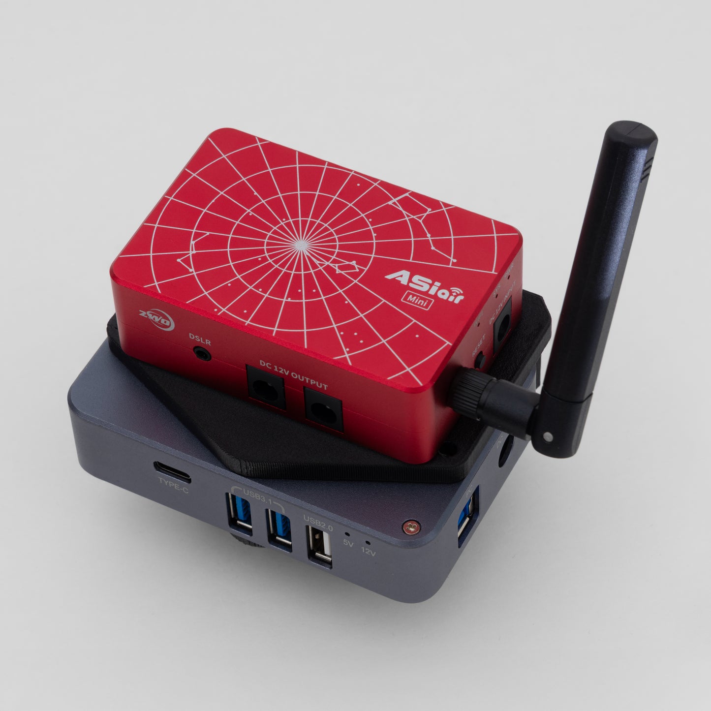 SVBONY SV241 attached to an ASIAIR Mini on a telescope dovetail mount.