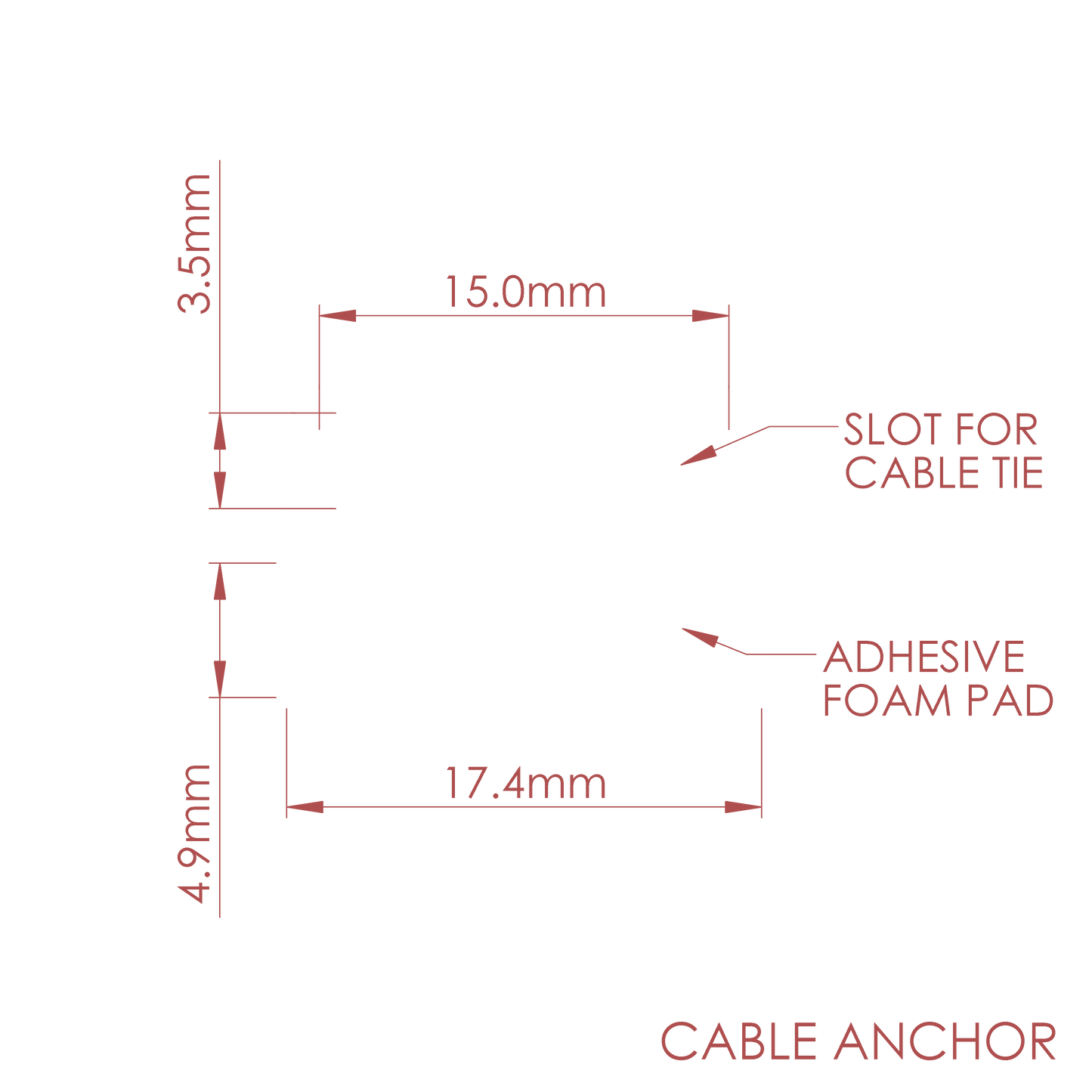Technical drawing of a nrStellar cable anchor
