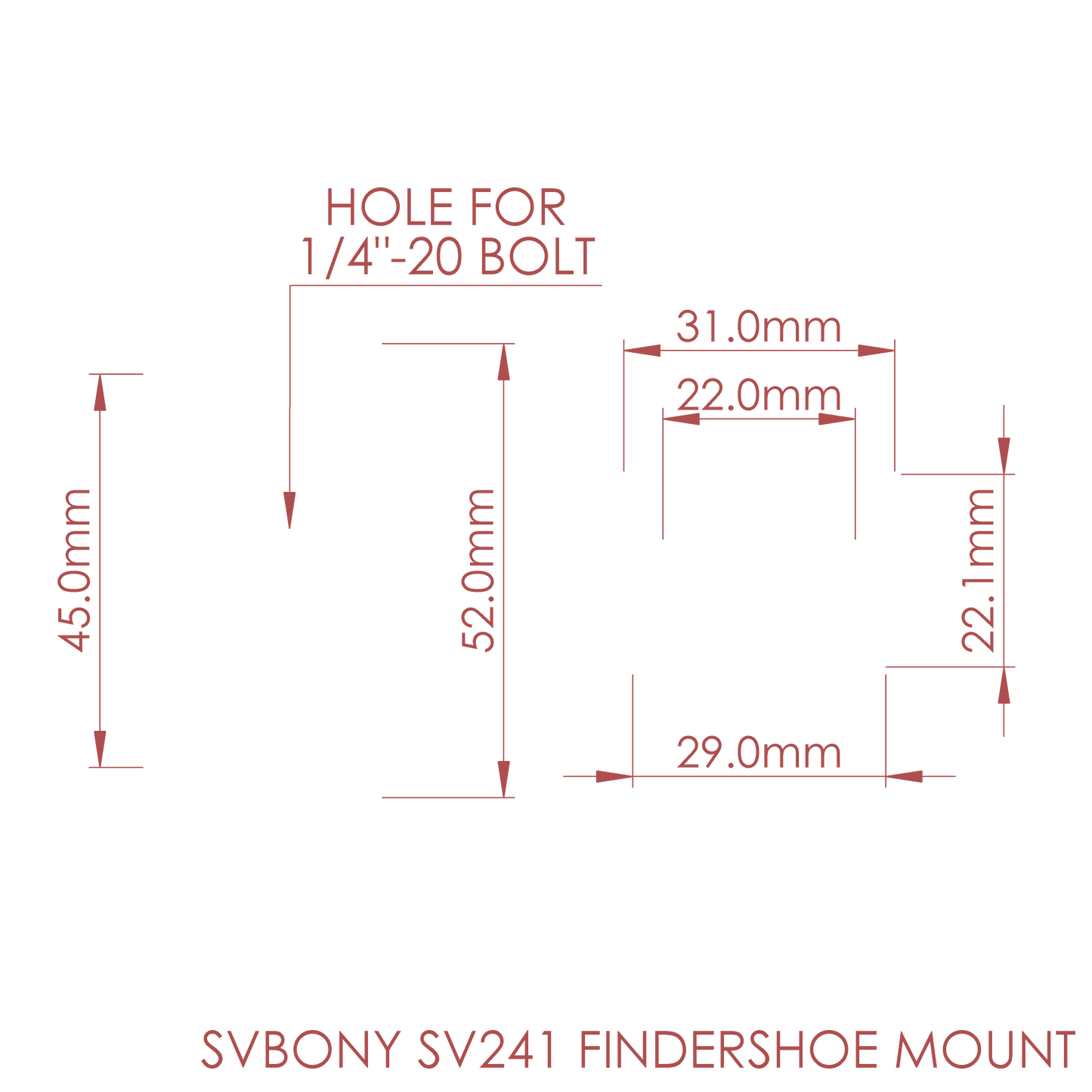 Technical drawing of the nrStellar Dovetail for the SVBONY SV241 Powerbox