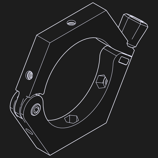 Line art of the nrStellar 78mm Camera Holder for astronomy cameras