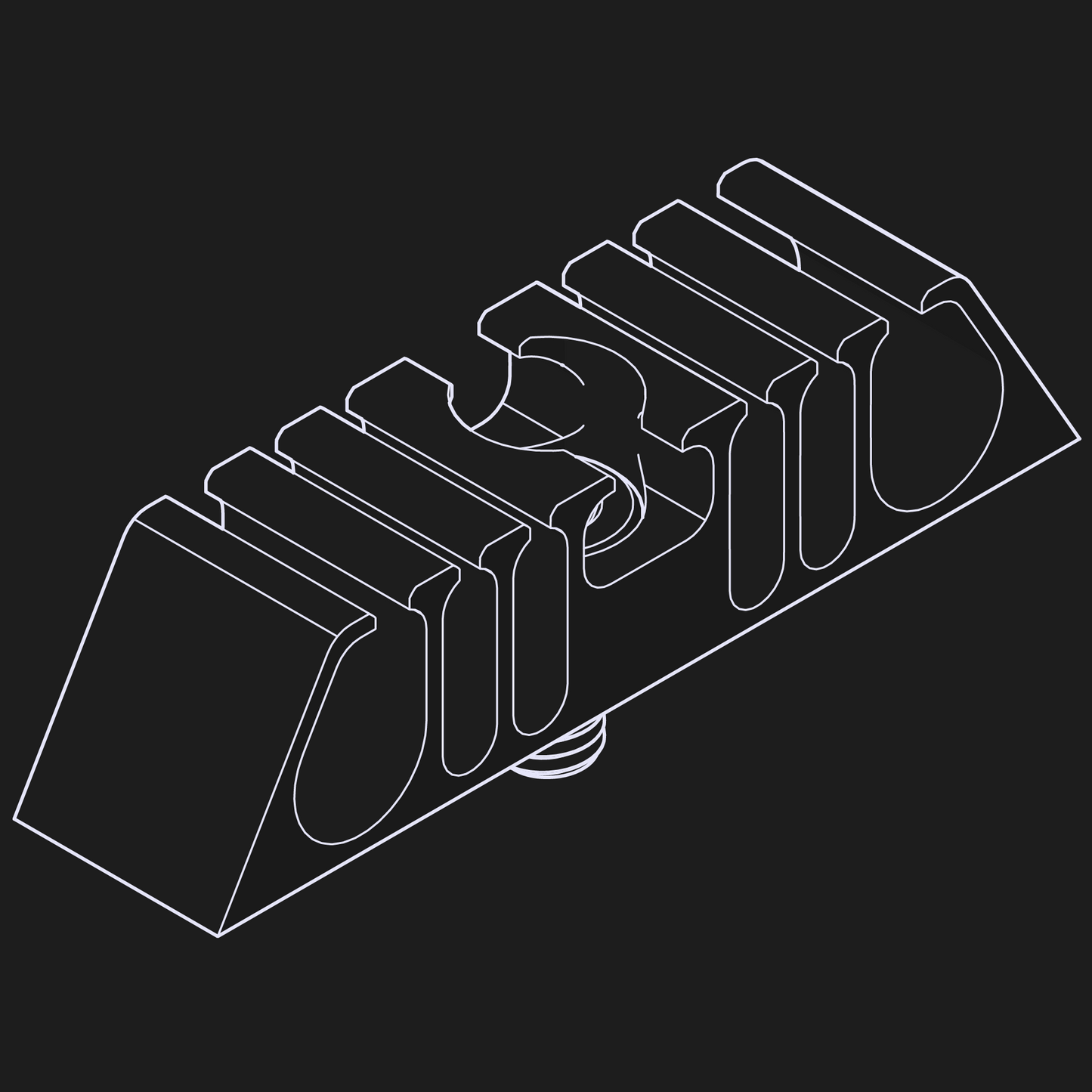 Line art of the nrStellar cable manager for the Rokinon/Samyang Ring System