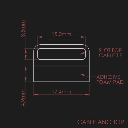 Technical drawing of a nrStellar cable anchor