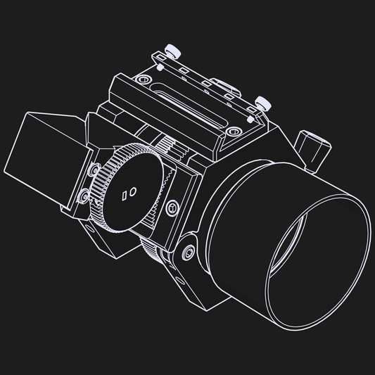 Line art of the nrStellar Essentials Kit for the Rokinon/Samyang Ring System