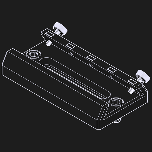 Line art of the nrStellar finderscope shoe for the Rokinon/Samyang Ring System