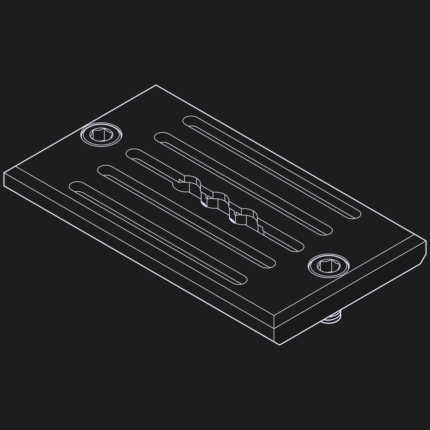 Line art of the nrStellar accessory rail for the Rokinon/Samyang Ring System