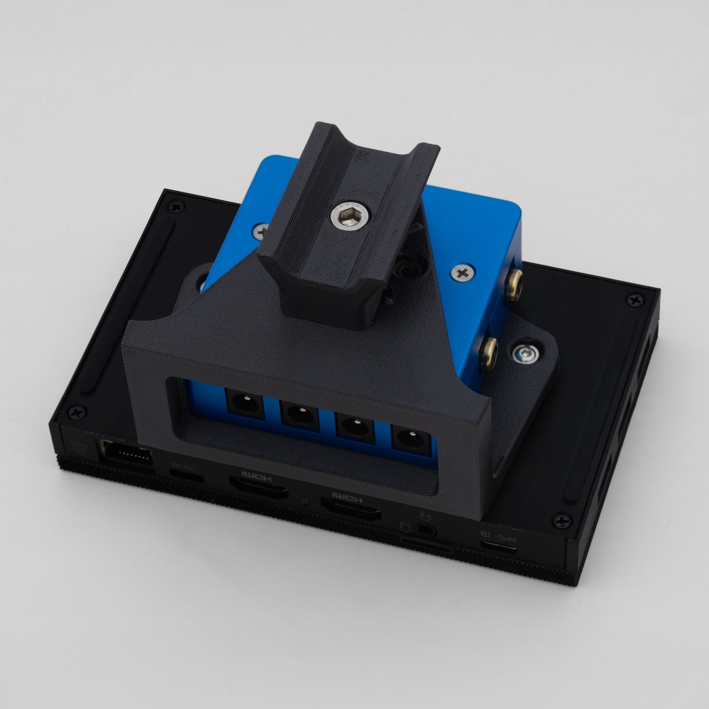 Pegasus Powerbox Micro attached to a MeLE mini PC on a telescope dovetail mount. 