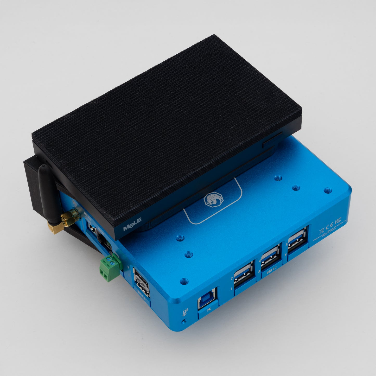 Pegasus Powerbox Ultimate attached to a MeLE mini PC on a telescope dovetail mount. 