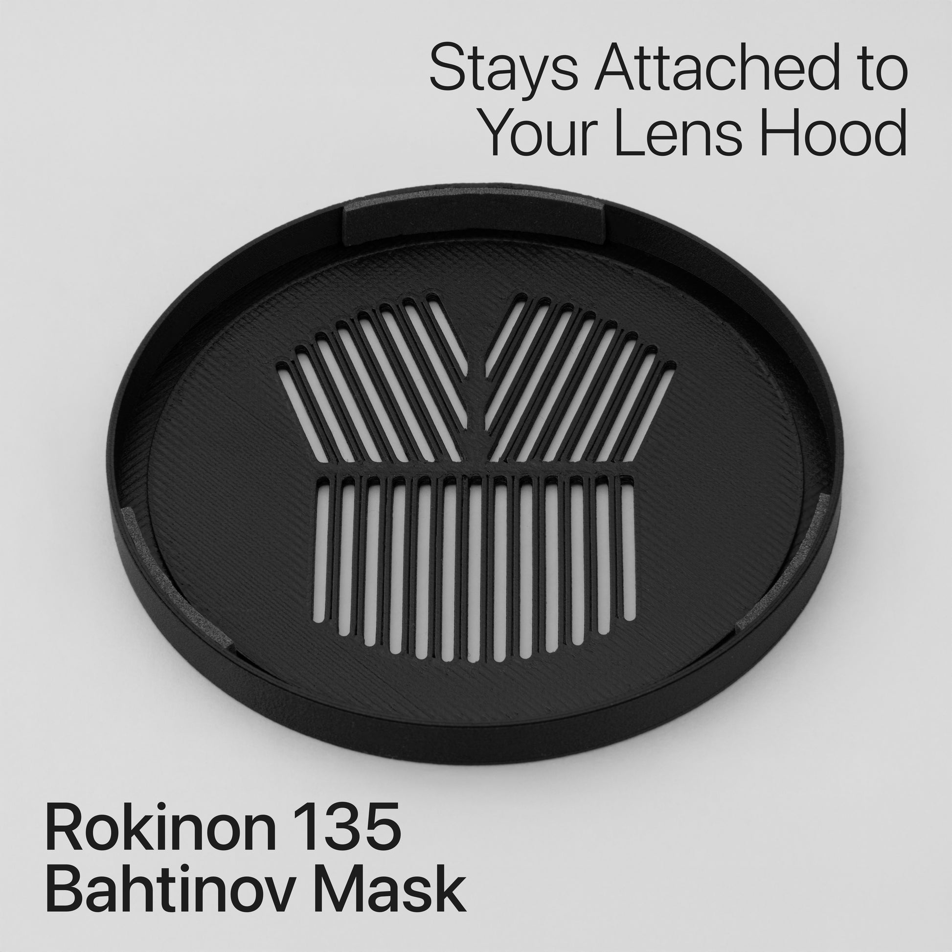 Rokinon 135 Bahtinov Mask on a light gray background