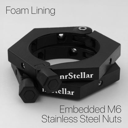 The nrStellar Rokinon Rings laid on their side and stacked on top of each other