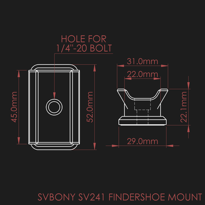 Technical drawing of the nrStellar Dovetail for the SVBONY SV241 Powerbox