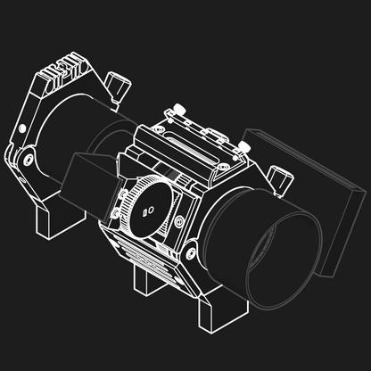Line art of the nrStellar Ultimate Kit for the Rokinon/Samyang Ring System